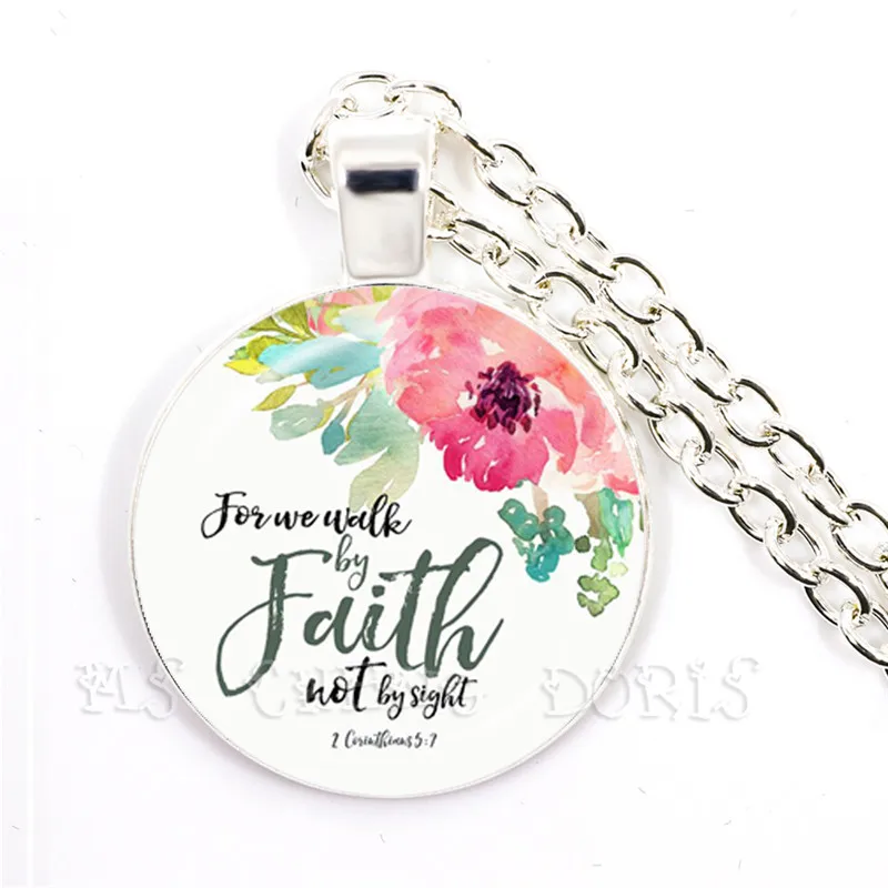 For We Walk By Faith Not By Sight Bible Verse Pendant Necklace Scripture Quote Faith Jewelry For Women Men Christian Gifts sight