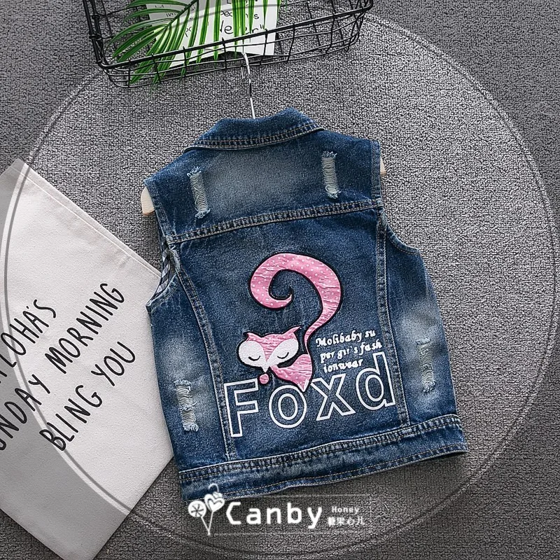 New 2017,Boy Denim Vest,Spring Autumn,Broken Hole Style,Kids Boy Waistcoat,Kids Boy Clothes,Baby Jeans Jacket,For 2-7T Outerwear