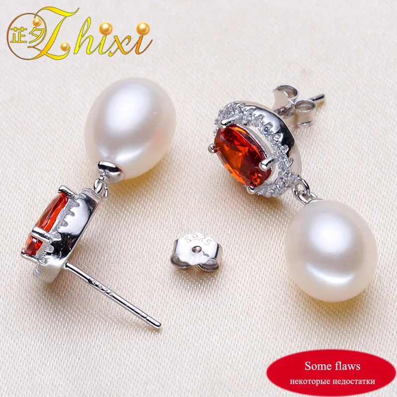 [ZHIXI] жемчужные серьги, ювелирные изделия из жемчуга, серьги 8-9 мм, серьги-капли, жемчужные серьги для женщин, модные E1061