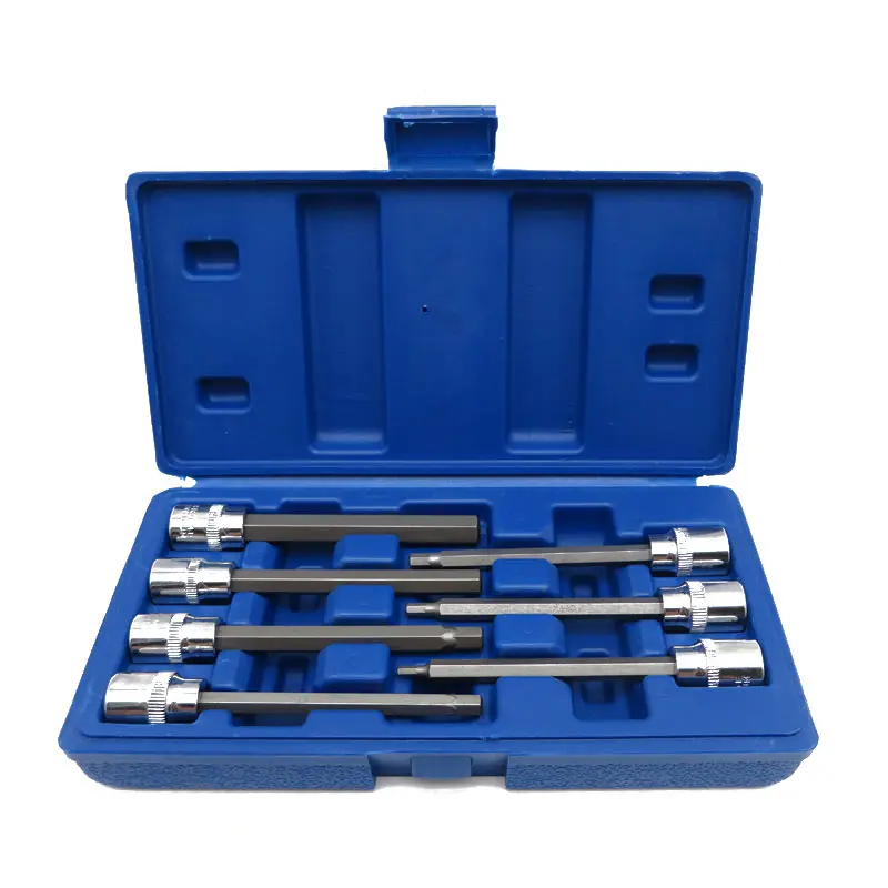 

7-Piece 3/8-Inch Extra Long Metric Hex Bit Socket Set Hand Tool Set 110mm H3 H4 H5 H6 H7 H8 H10 Impact Socket Bits Sets Tools