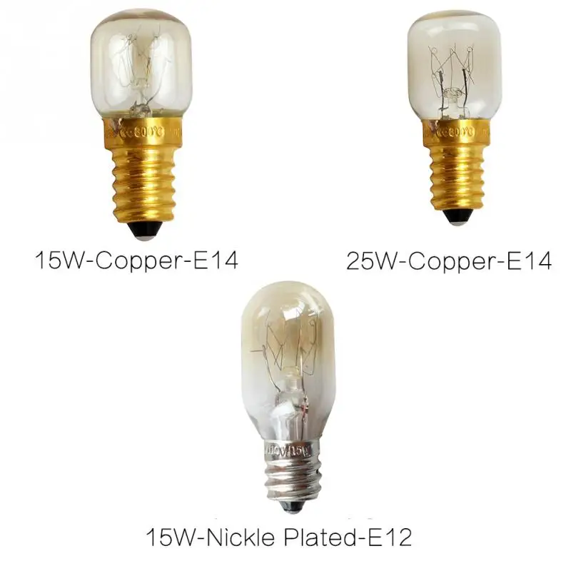 E12/E14 супер яркий накаливания соляная лампа прочный Медь база 15 W 25 W термостойкие для плиты лампы профессиональная микроволновая печь лампы