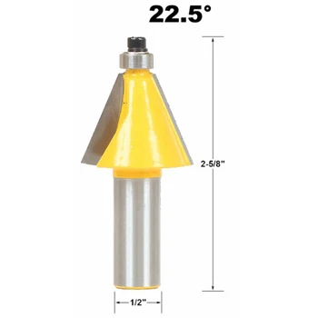 

1/2 Inch Shank 22.5 Degree Chamfer And Bevel Edging Router Bit Round Over Cove Molding Woodwork Milling Cutter