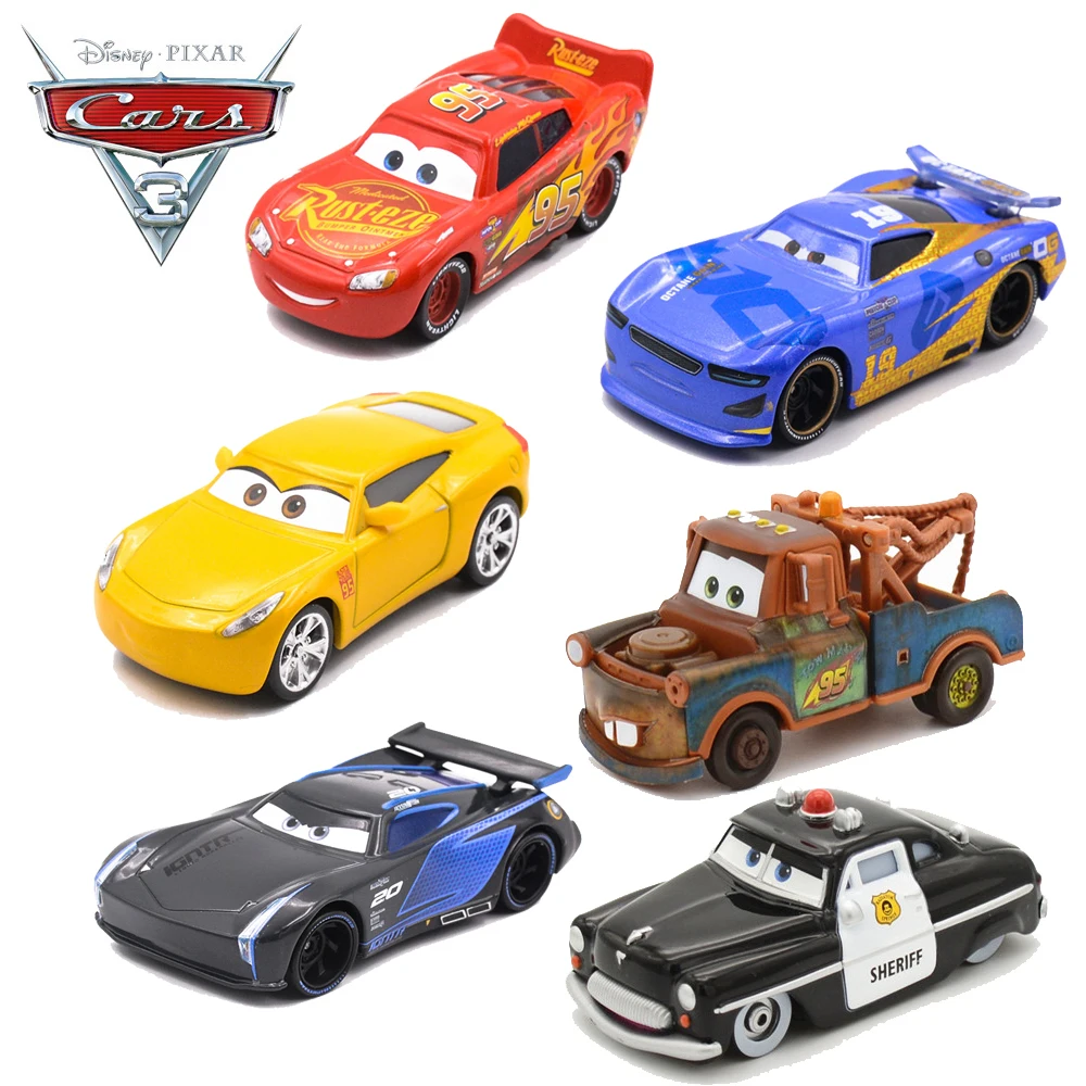 6 шт./компл. 1:55 disney Pixar Cars 3 металлические игрушечные машинки Молния Маккуин Джексон Кёрз Майкл матер игрушка в машину для мальчика