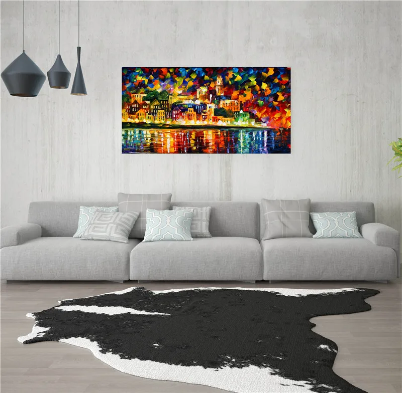 Wholesale wall art craft glittering harbour unFrame Pictures poster Oil