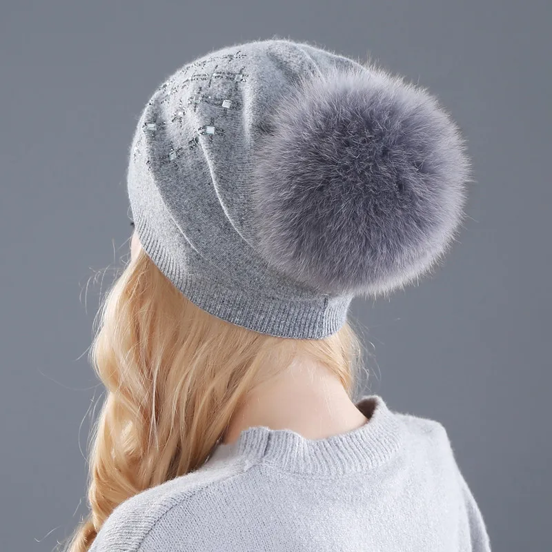 Женская зимняя шапка Xthree шерстяная вязаная из кроличьего меха блестящие женские