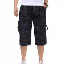 Камуфляжные свободные шорты из чистого хлопка, мужские военные шорты хорошего качества, большие размеры, высокая талия, шорты