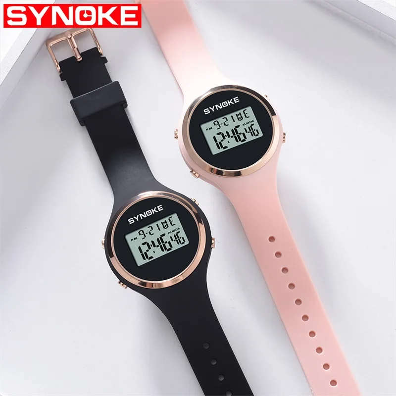 SYNOKE цифровые часы женский силиконовый для часов леди светодиодный дисплей