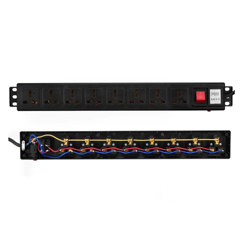 10A 250V PDU шкаф посвященный Мощность розетка 8 разъемов всеобщим гнездом. С 1,8 м провода гнездо PDU