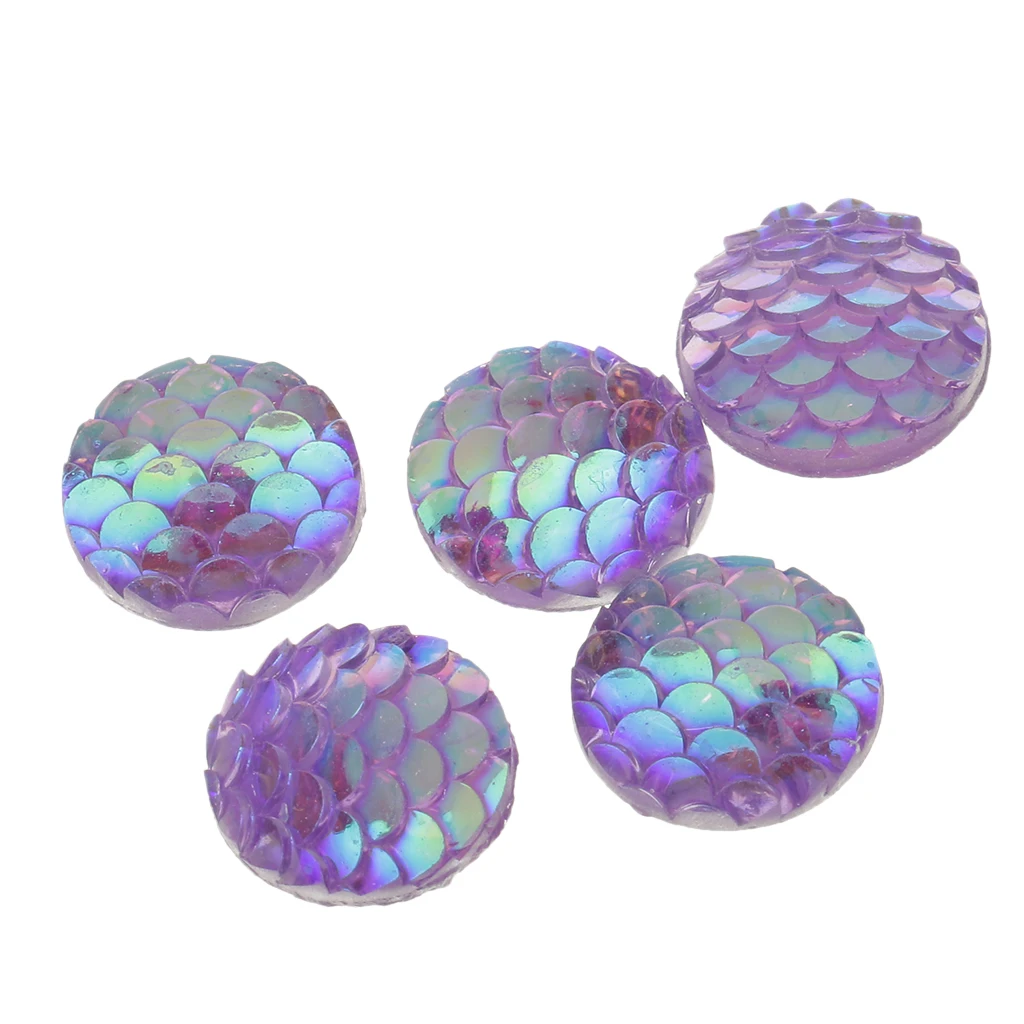 100 Pieces Green and Deep Purple Colors Mermaid Dome Seals Cabochon Jewelry Supplies DIY Embellished Crafts 12 mm