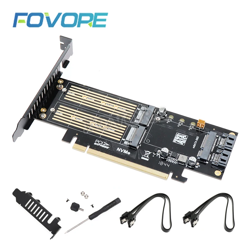 M2 NVMe SSD NGFF к PCIE 3,0X16 адаптер M Key B Ключ mSATA PCI Express 3,0 NVME m.2 SSD& m.2 AHCI& mSATA 3 в 1 конвертер