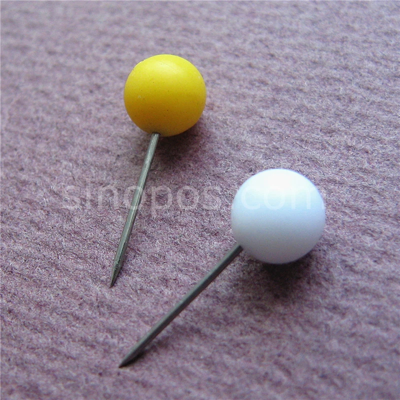 Ball Head Push Pins, straight secured stainless steel map pins point