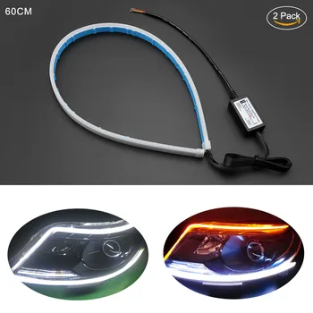 

2x Car Flexible DRL Flowing Amber Turn Signal Lights For Volvo Xc60 S60 s40 S80 V40 V60 v70 v50 850 c30 XC90 s90 v90 xc70 s70