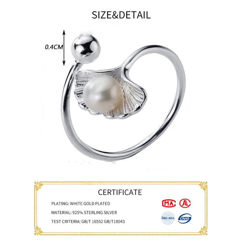 INZATT Настоящее серебро 925 проба жемчужное растительное кольцо для модных женщин ювелирные украшения милые минималистичные аксессуары подарок
