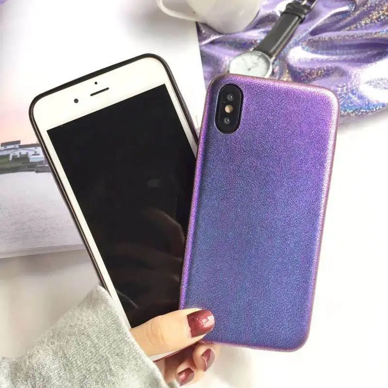 

2019 Luxury Colorful Gradient For Iphone 6 6S 7 8plus X Xs Xr Xsmax Imitation Leather Soft Case
