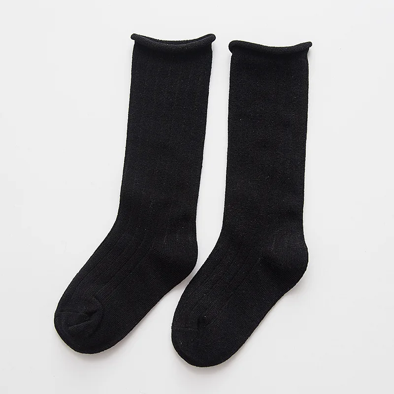 Забавные детские носки Трикотажные изделия для детей возрастом от 1 года до 10 лет, meias meia, хлопковые свободные гольфы, sokken calcetines, бесшовные гольфы - Цвет: Black