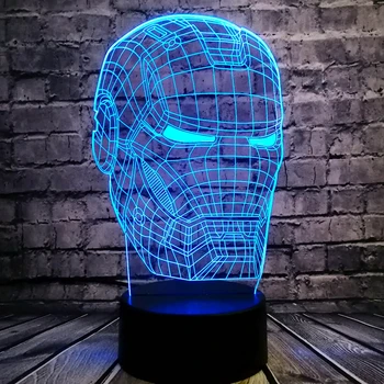 

New Marvel Avengers 3D Lamp Iron Man Mask LED Night Light Superhero Movie Figure Novelty illusion Creative Kids Toy Boy USB Gift