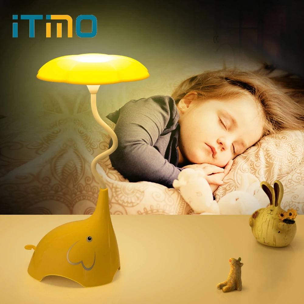 

ITimo Small Elephant Sleep Lamp Touch Dimming Creative Plug Rechargeable LED Night light Three Brightness Mode Desk Lamp