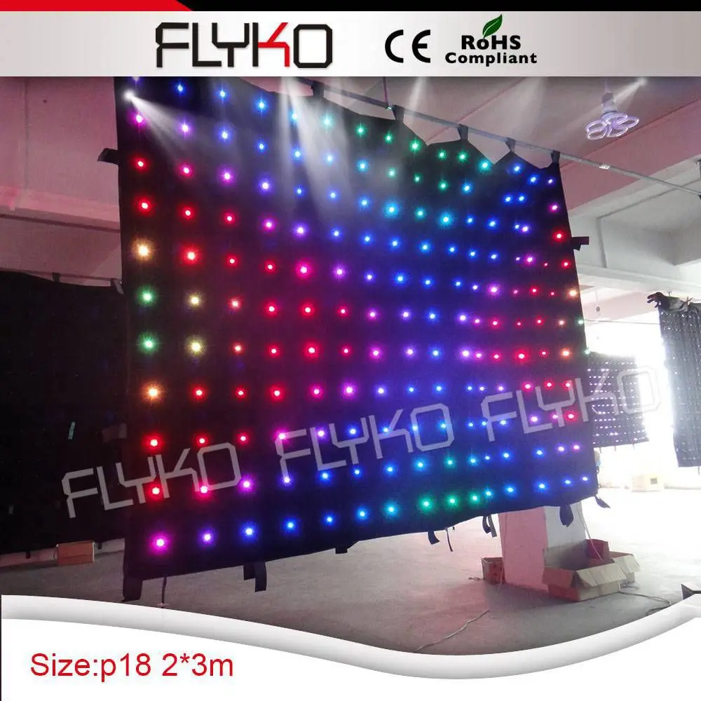 

RGB full color tv show decoration P180mm stage background dj video curtain 2*3m with leds lighting