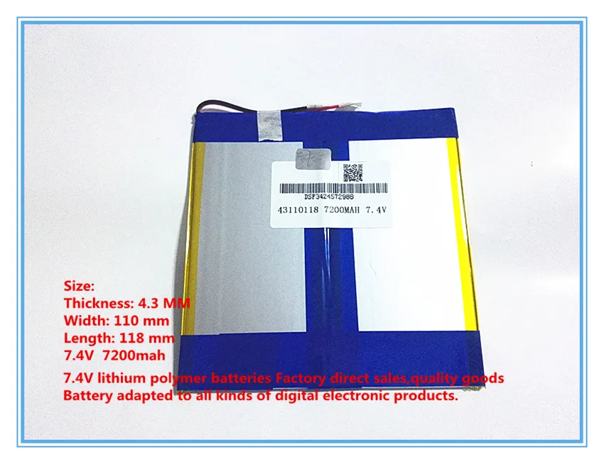 Online 7,4 V, 7200 mAH, [43110118] PLIB (polymer lithium ionen batterie) li ion batterie für tablet pc, mp4, handy, lautsprecher, PIPO M3