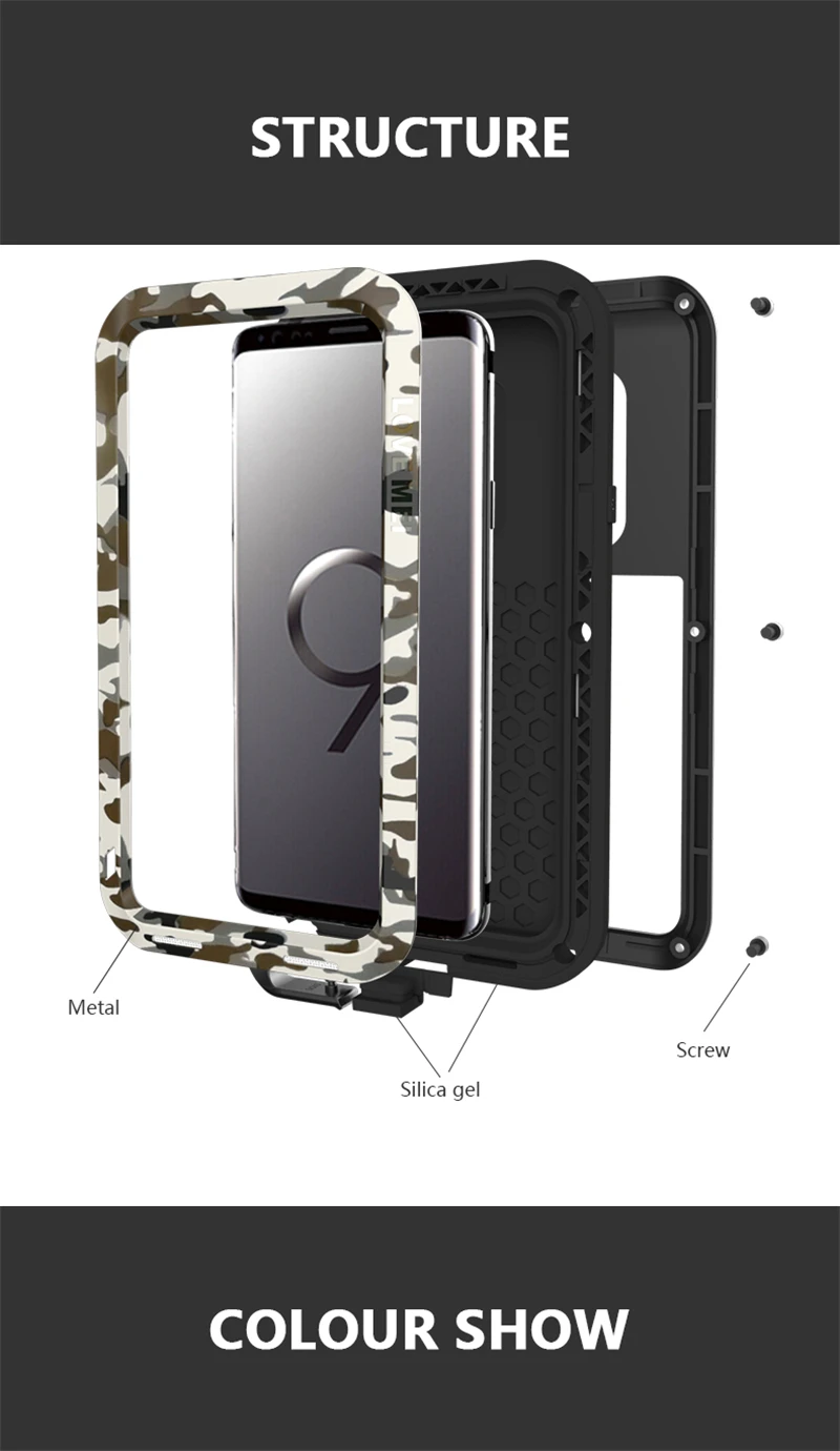 LOVE MEI Camouflage Metal Case For Galaxy S9 Plus (10)