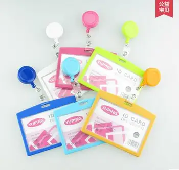 

1pcs Horizontal Candy Color ID Business Card Case Holders Work Card Badge Holder Company&office Supplies