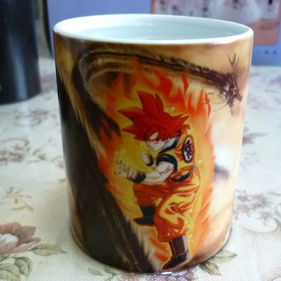 Прямая Dragon Ball Z Супер Saiyan черный красный синий волосы Goku Vegata кружка изменение цвета кружки кофе чай чашка