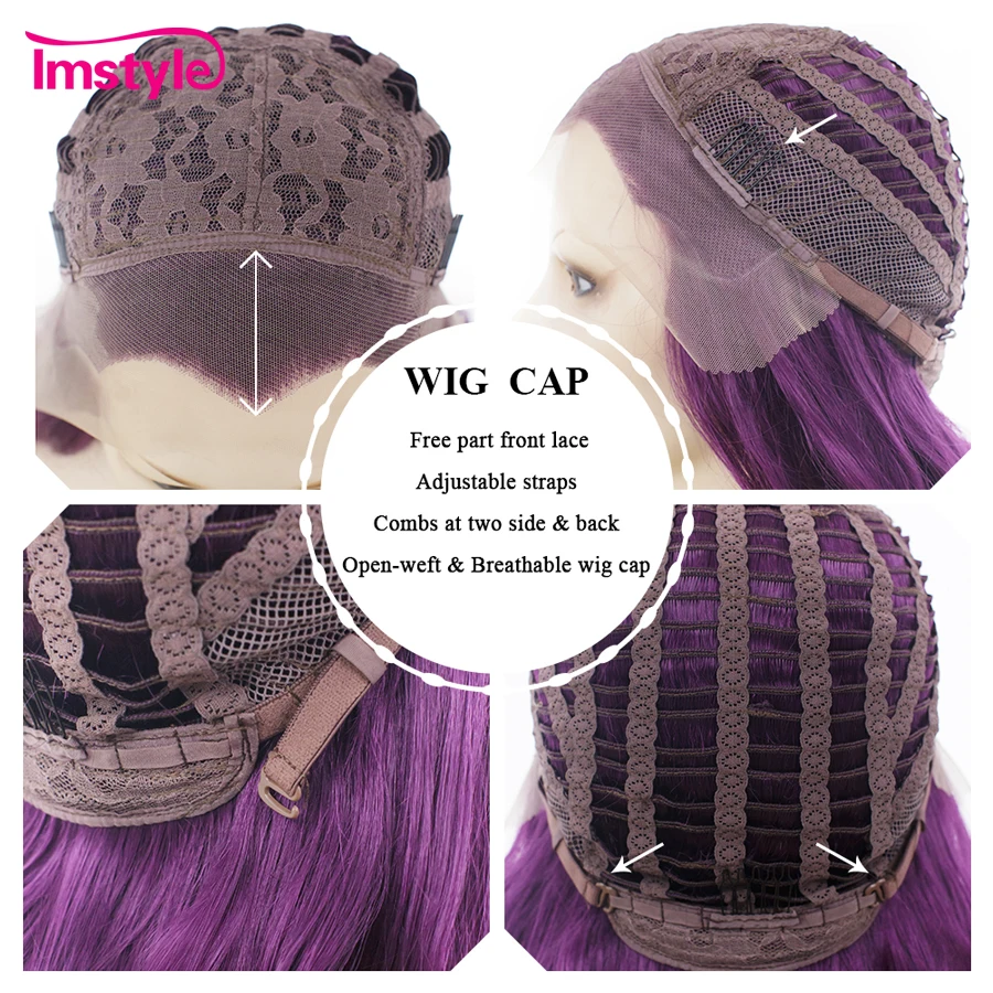 Lace Front Wigs Imstyle Purple Long Wavy Synthetic 24 inches Lace Front Cosplay for Women Heat Resistant Fiber