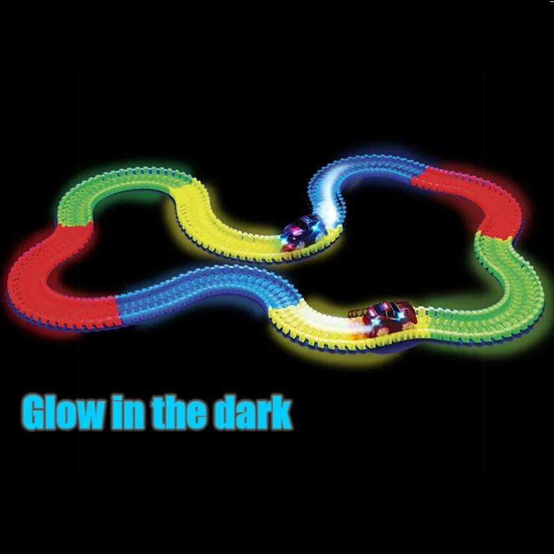 

220 PCS Glowing Magic Plastic Track With LED Light Up Magic Electronics Car Toy Glow race track Set Toys For Children Boy