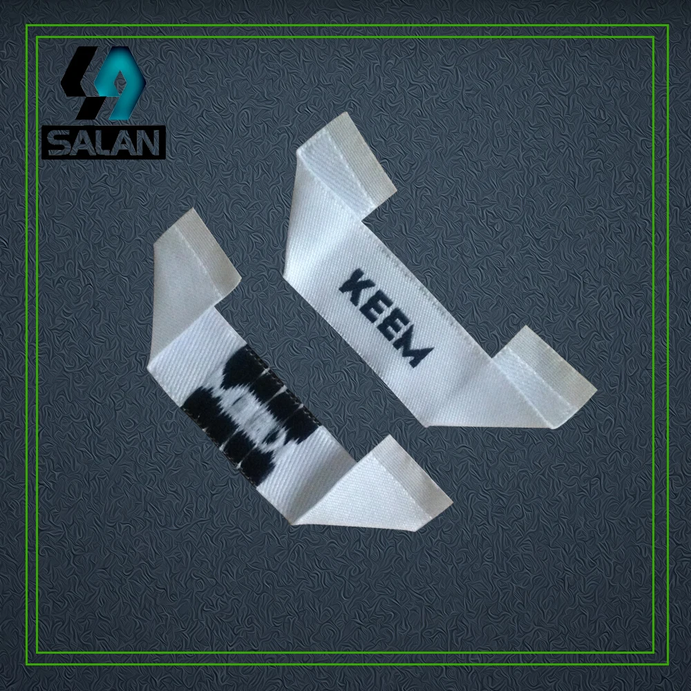 Customized mitre fold cloth main labels OEM eco friendly washable