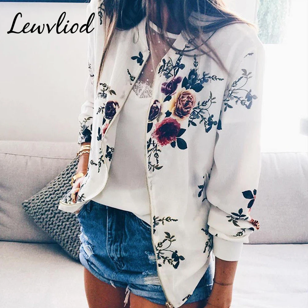 زائد حجم انتحارية السترات الرجعية الأزهار المطبوعة السيدات أعلى الربيع سستة رقيقة معطف طويل الأكمام يا الرقبة قصيرة أبلى الملابس