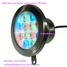 DHL! IP68 хорошее качество Открытый 12 W Светодиодный прожектор, светодиодный прожектор, работающего на постоянном токе 12 В, DS-10-55-12W, нержавеющая сталь SL304