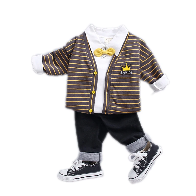 

Spring Kids'Suit Three Kids' Suit Boys'Korean Edition Girls' Stripe Card Kids