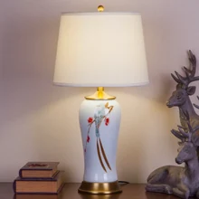 Элегантные китайские, сделанные вручную из керамики ткань Led E27 Настольная лампа для Гостиная Спальня Свадебный декор AC 80-265 V H 64 см 1628