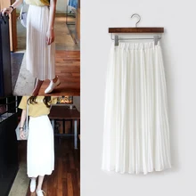 TingYiLi шифон плиссированные юбки длинные Для женщин юбка Черный, серый цвет розовый белый макси юбка лето