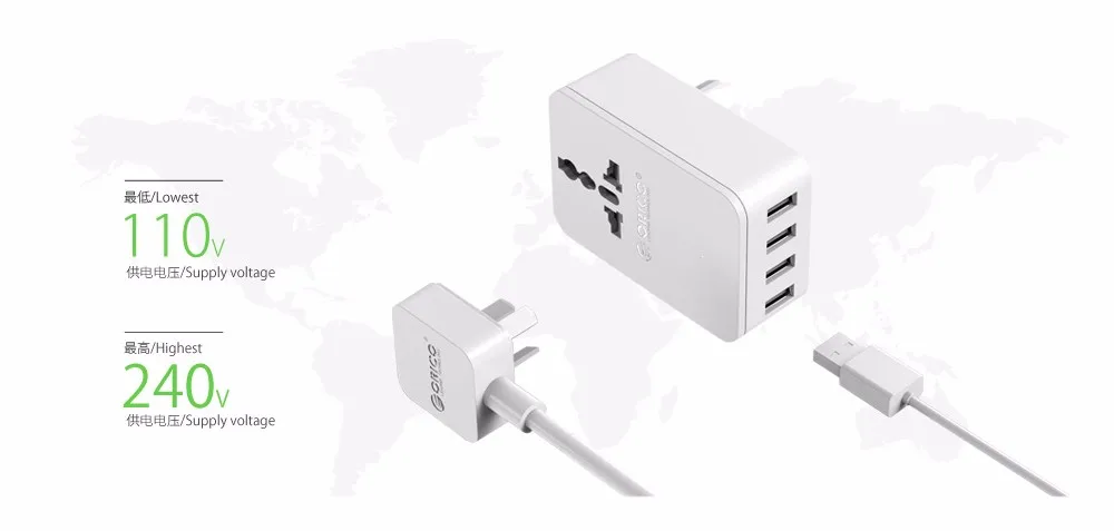 ORICO Универсальный адаптер для преобразования 20 Вт с 4 портами usb для зарядки