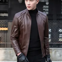 Новое поступление, осенние мужские повседневные Куртки из натуральной овечьей кожи, модное пальто для мужчин, мотоциклетный Блузон Cuir Homme