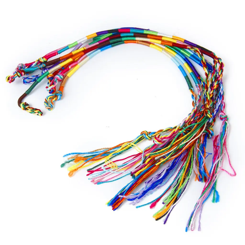 9 х хиппи стиль плетеные нити дружбы браслеты наручные лодыжки браслет- цвет радуги