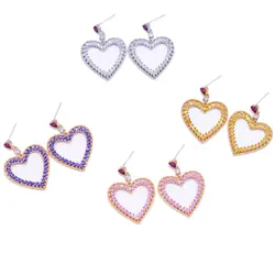 Свадебные серьги в форме капель сердца 4 цвета кристаллы циркона серьги для женщин вечерние ювелирные изделия для друзей подарок