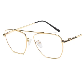 

2019 hot new metal personality flat mirror trend retro novel frame glasses frame men and women literary decorative glasses.