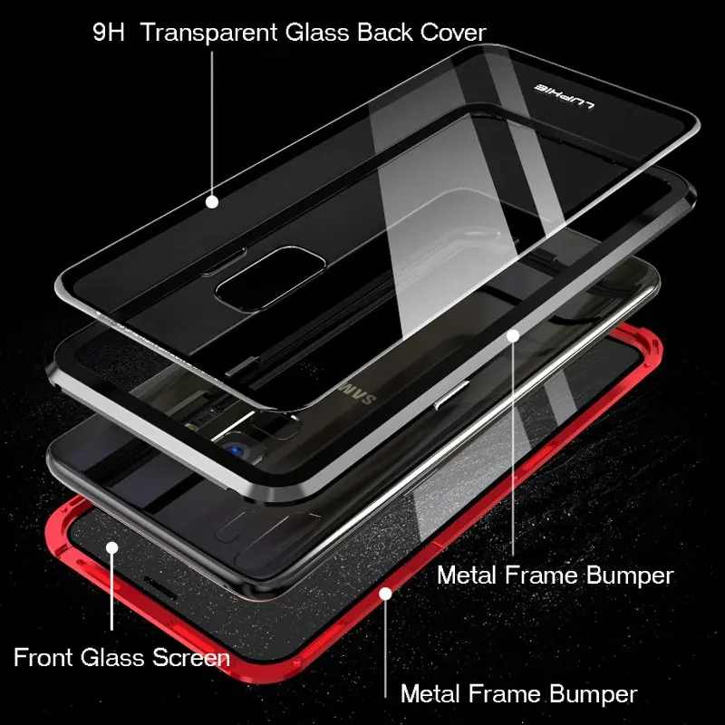 360 полная защита магнитный металлический чехол для Samsung Galaxy S8 S9 S10 Plus Note 9