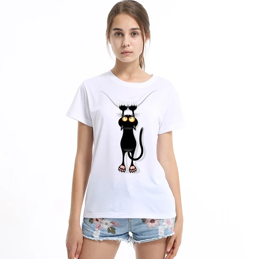 Hot Sale Summer Naughty Black Cat 3D T Shirt Women Lovely -7727