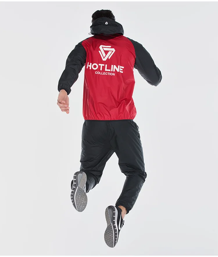 Мужской тренировочный костюм для сауны, спортивные куртки и штаны, Быстросохнущий костюм с капюшоном, спортивная одежда для бега, тренировок, бега, Enfant Garcon
