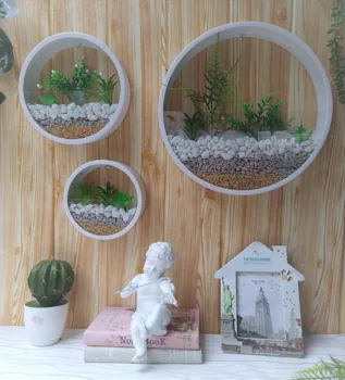 

Brief Wall Vase Iron Art Solid Color Artificial Flower Colored Stone Holder Hanging Vases Home Christmas Party Decoration