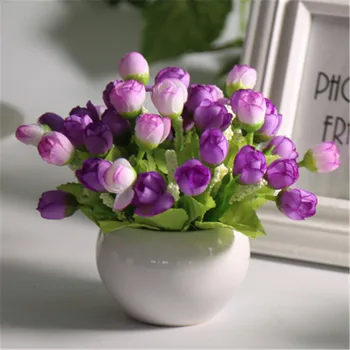 

Mini Ceramic Potted Artificial Purple Plant Home Decoration festival wedding Party Decor decorative Simulation of aquatic plants