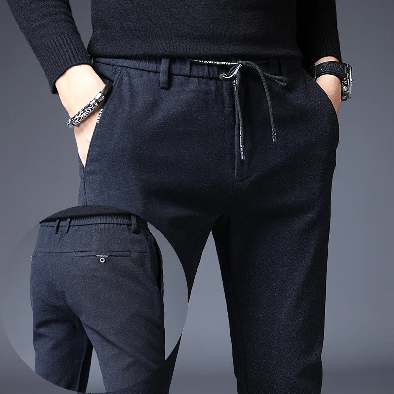 

Autumn men casual trousers 2019 new men pants Fashion Navy blue skinny pants Straight work pants for male Drawstring sweatpants