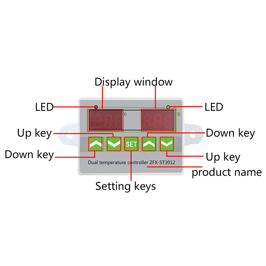 1PCS Digital LED Dual Thermometer Temperature Controller Thermostat Incubator Control Microcomputer Dual Probe AC 220V 12V 24V