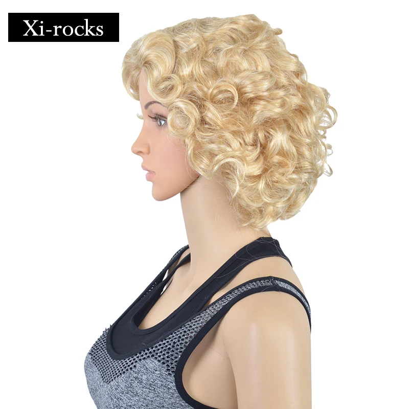 3084 Xi. rocks 12 ''короткий кудрявый светловолосый парик с раскачивающейся челкой