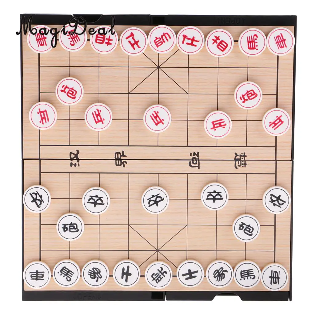 

MagiDeal Excellent 2 In 1 HIPS Magnetic Double-Faced Board Chinese Chess Set Weiqi Toys Gift for Travelling Outdoor Fun Activity
