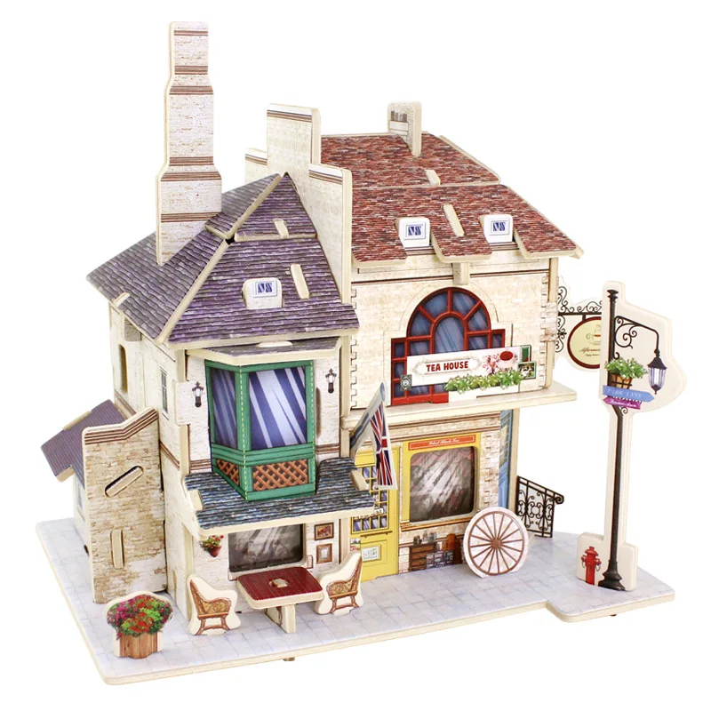 

24 Different Types Avaliable Three-dimensional Puzzle Woodiness DIY Puzzle Hut Children Puzzle Toys World Customs Card Toys