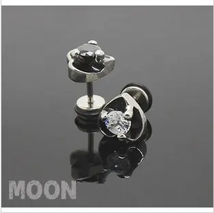 Wholesale Stainless Steel Heart with Zircon Stud Men's Earring Fashion Free Shipping | Украшения и аксессуары